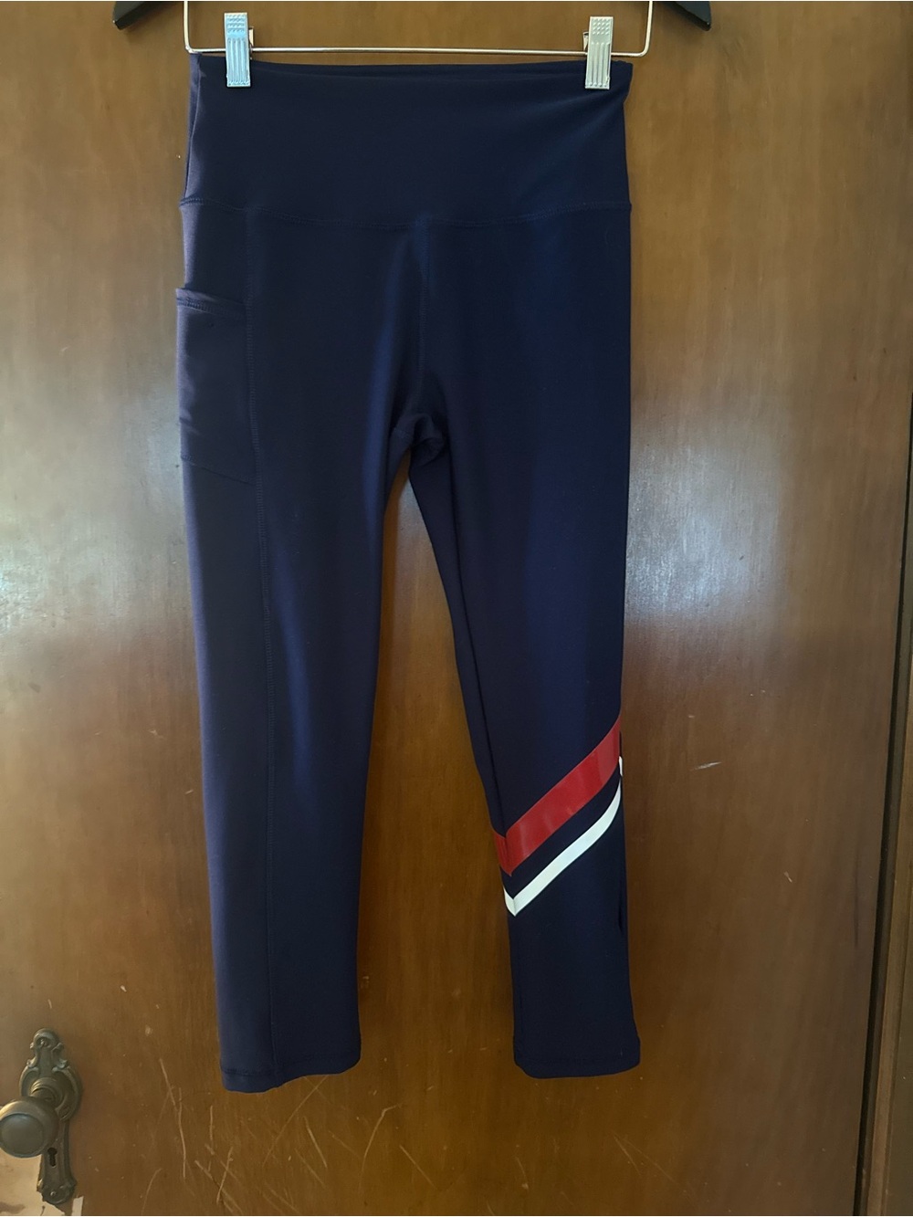 Gottex Navy Active Leggings with Red & White Stripe
